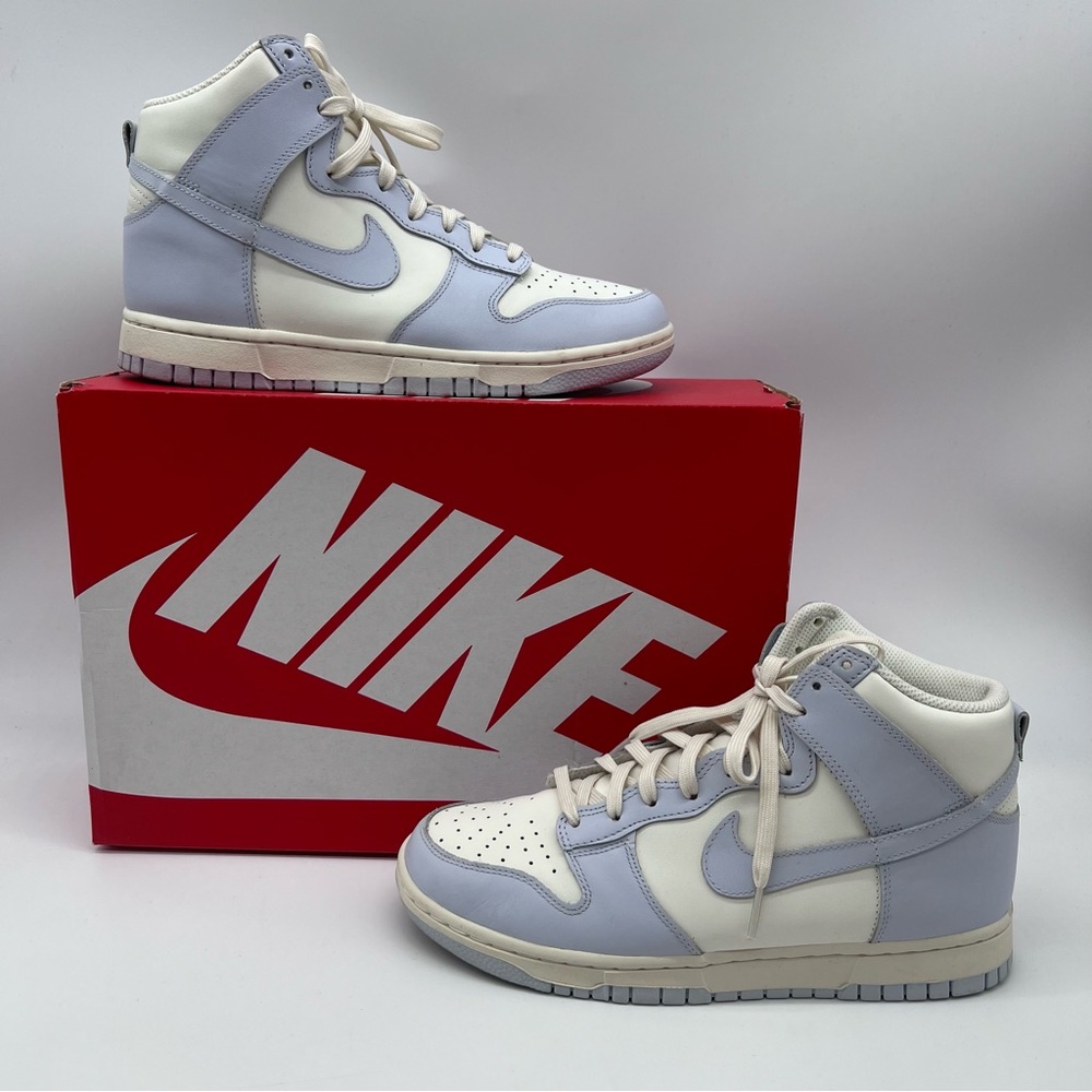 Nike Dunk High Women's White and Light Blue Gray Sneakers